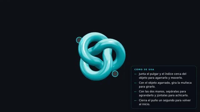 Objeto 3D con gestos en una pantalla