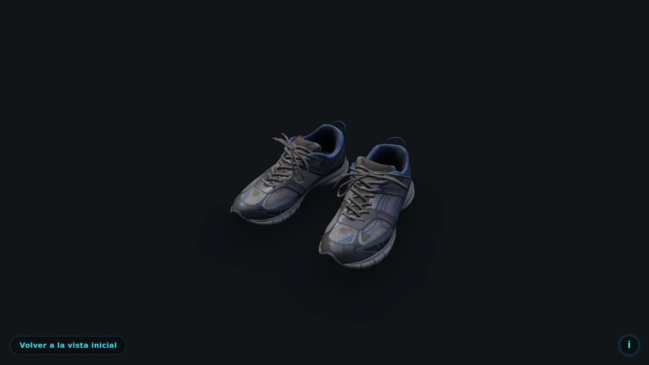 Producto en 3D: un par de zapatillas en 3D que el público gira con el dedo